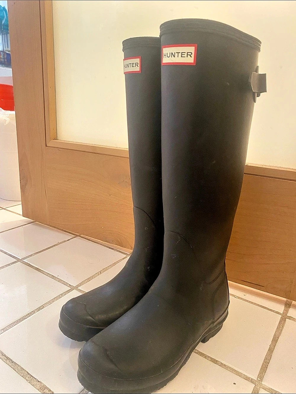 Hunter Original Back Adjustable Rain Boots Black US 5